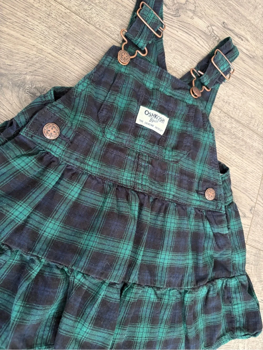 OshKosh B'gosh Plaid Tiered Pinafore Overall Dress (New)